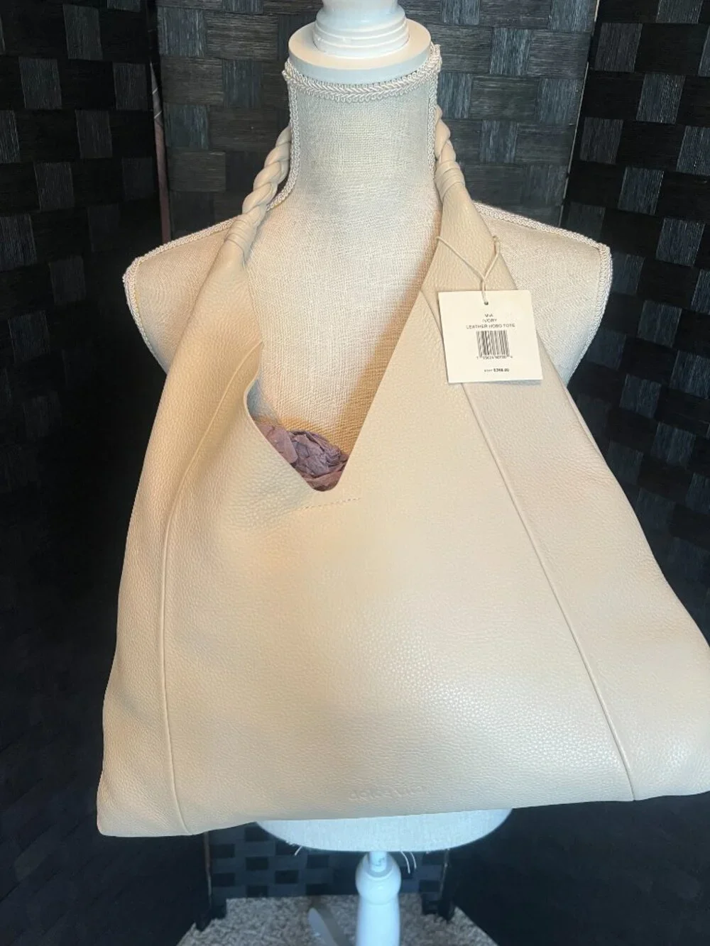 Dolce Vita MIA IVORY LEATHER HOBO TOTE